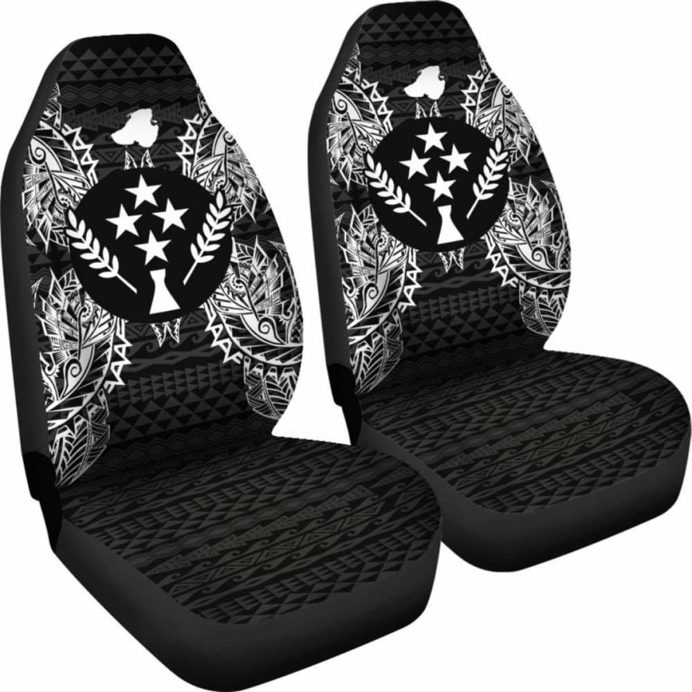 Kosrae Car Seat Cover - Kosrae Flag Map Black - 105905 - YourCarButBetter