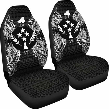 Kosrae Car Seat Cover - Kosrae Flag Map Black - 105905 - YourCarButBetter