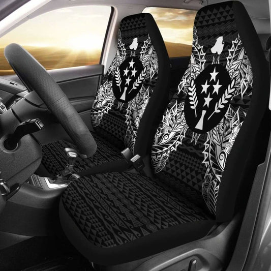 Kosrae Car Seat Cover - Kosrae Flag Map Black - 105905 - YourCarButBetter