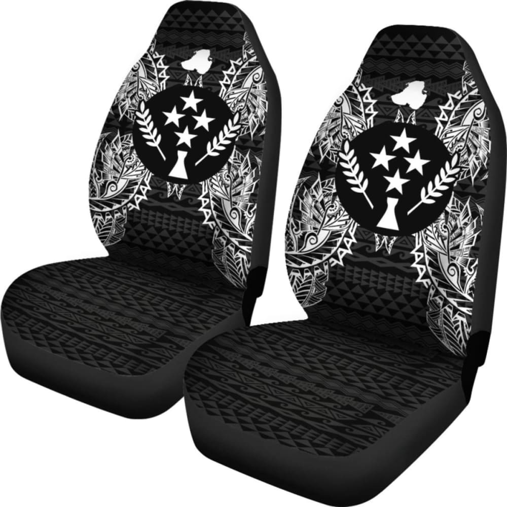 Kosrae Car Seat Cover - Kosrae Flag Map Black - 105905 - YourCarButBetter