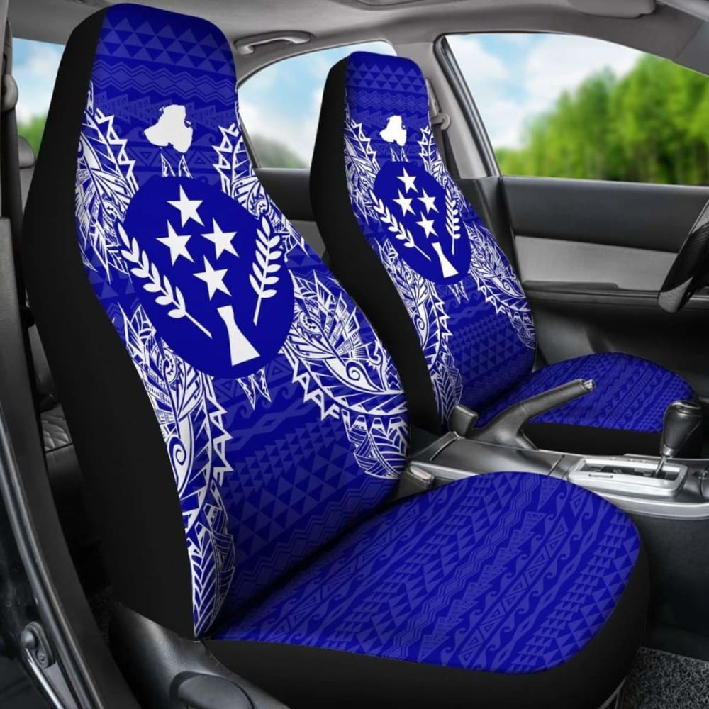 Kosrae Car Seat Cover - Kosrae Flag Map Blue - 105905 - YourCarButBetter