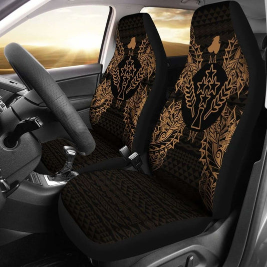 Kosrae Car Seat Cover - Kosrae Flag Map Gold - 105905 - YourCarButBetter