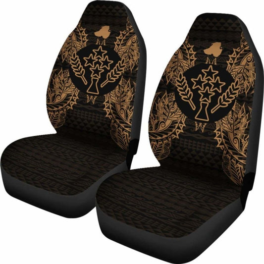 Kosrae Car Seat Cover - Kosrae Flag Map Gold - 105905 - YourCarButBetter