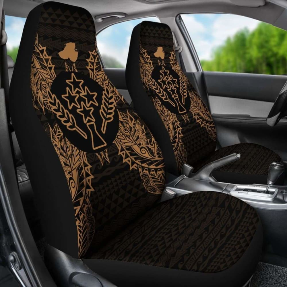 Kosrae Car Seat Cover - Kosrae Flag Map Gold - 105905 - YourCarButBetter