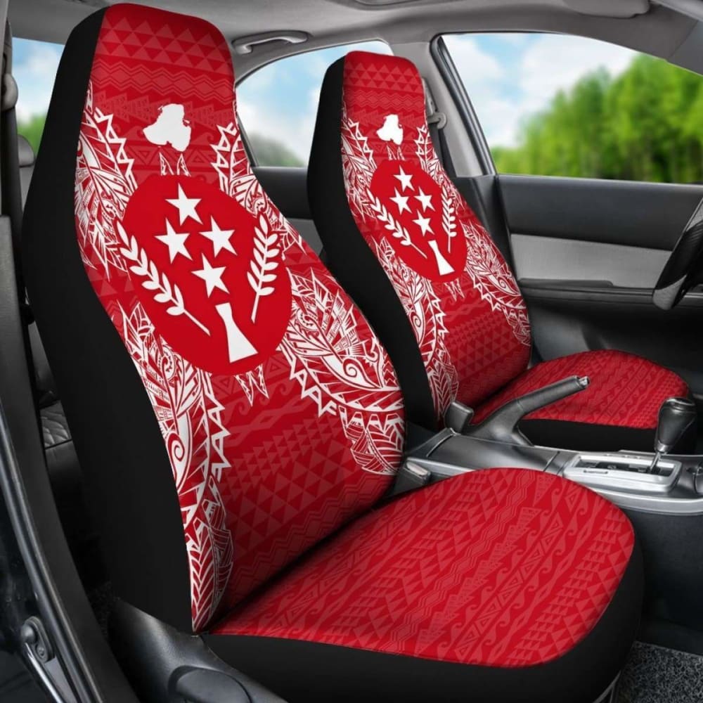 Kosrae Car Seat Cover - Kosrae Flag Map Red White - 105905 - YourCarButBetter