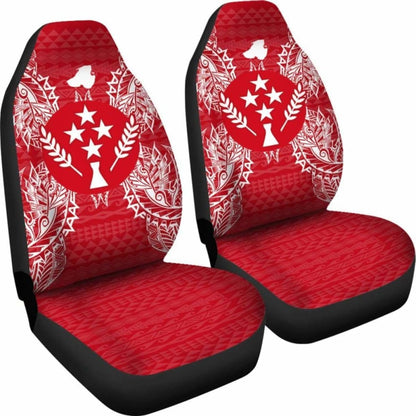 Kosrae Car Seat Cover - Kosrae Flag Map Red White - 105905 - YourCarButBetter
