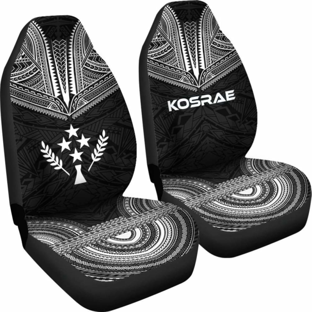 Kosrae Car Seat Cover - Kosrae Flag Polynesian Chief Tattoo Black Version - 10 174914 - YourCarButBetter