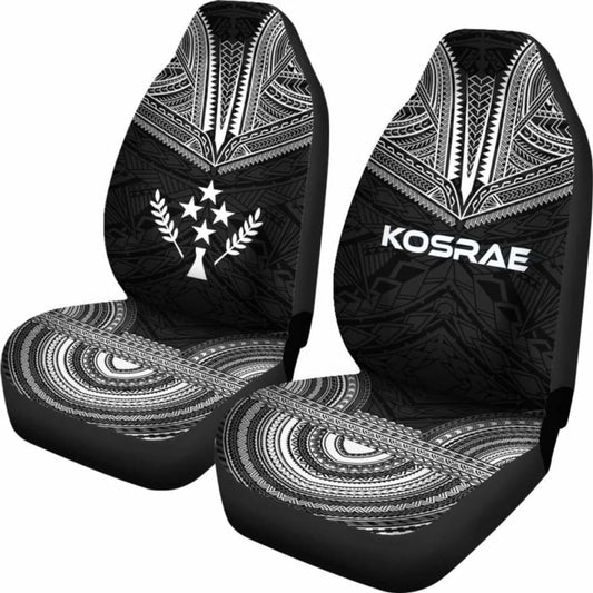 Kosrae Car Seat Cover - Kosrae Flag Polynesian Chief Tattoo Black Version - 10 174914 - YourCarButBetter