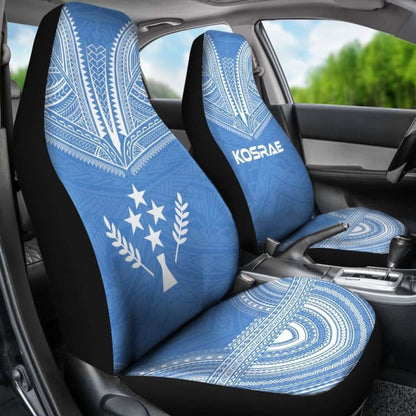 Kosrae Car Seat Cover - Kosrae Flag Polynesian Chief Tattoo Light Blue Version - 10 174914 - YourCarButBetter