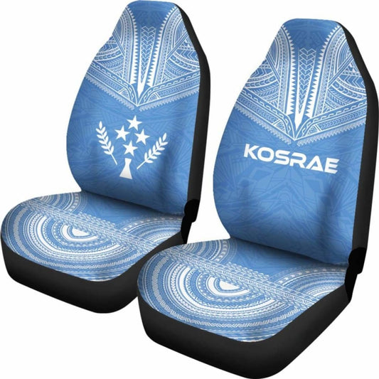 Kosrae Car Seat Cover - Kosrae Flag Polynesian Chief Tattoo Light Blue Version - 10 174914 - YourCarButBetter