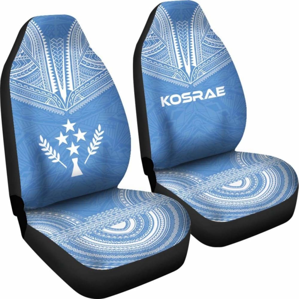 Kosrae Car Seat Cover - Kosrae Flag Polynesian Chief Tattoo Light Blue Version - 10 174914 - YourCarButBetter