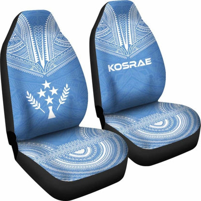 Kosrae Car Seat Cover - Kosrae Flag Polynesian Chief Tattoo Light Blue Version - 10 174914 - YourCarButBetter