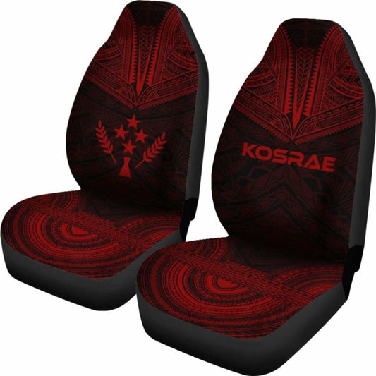 Kosrae Car Seat Cover - Kosrae Flag Polynesian Chief Tattoo Red Version - 10 174914 - YourCarButBetter