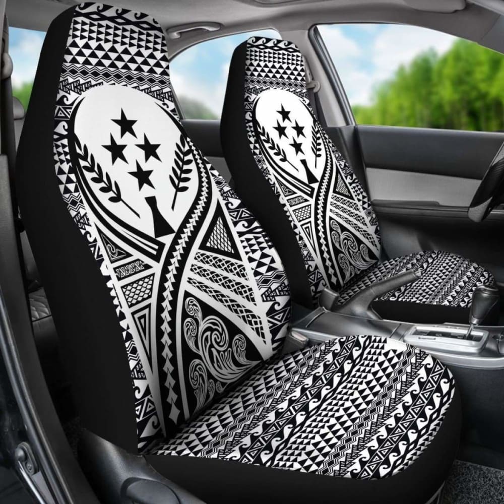 Kosrae Car Seat Cover - Kosrae Flag Polynesian Tattoo Black - 9 174914 - YourCarButBetter
