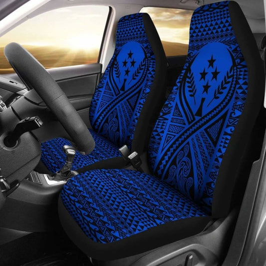 Kosrae Car Seat Cover - Kosrae Flag Polynesian Tattoo Blue - 9 174914 - YourCarButBetter