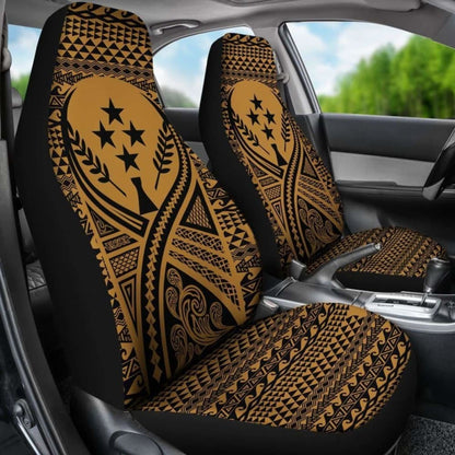 Kosrae Car Seat Cover - Kosrae Flag Polynesian Tattoo Gold - 9 174914 - YourCarButBetter