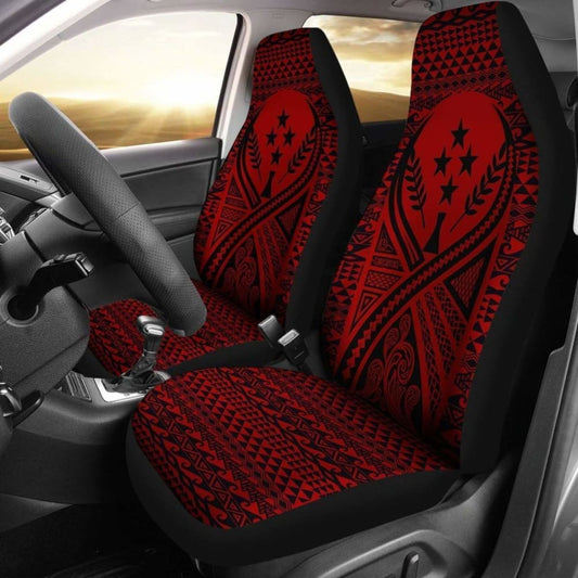 Kosrae Car Seat Cover - Kosrae Flag Polynesian Tattoo Red - 9 174914 - YourCarButBetter
