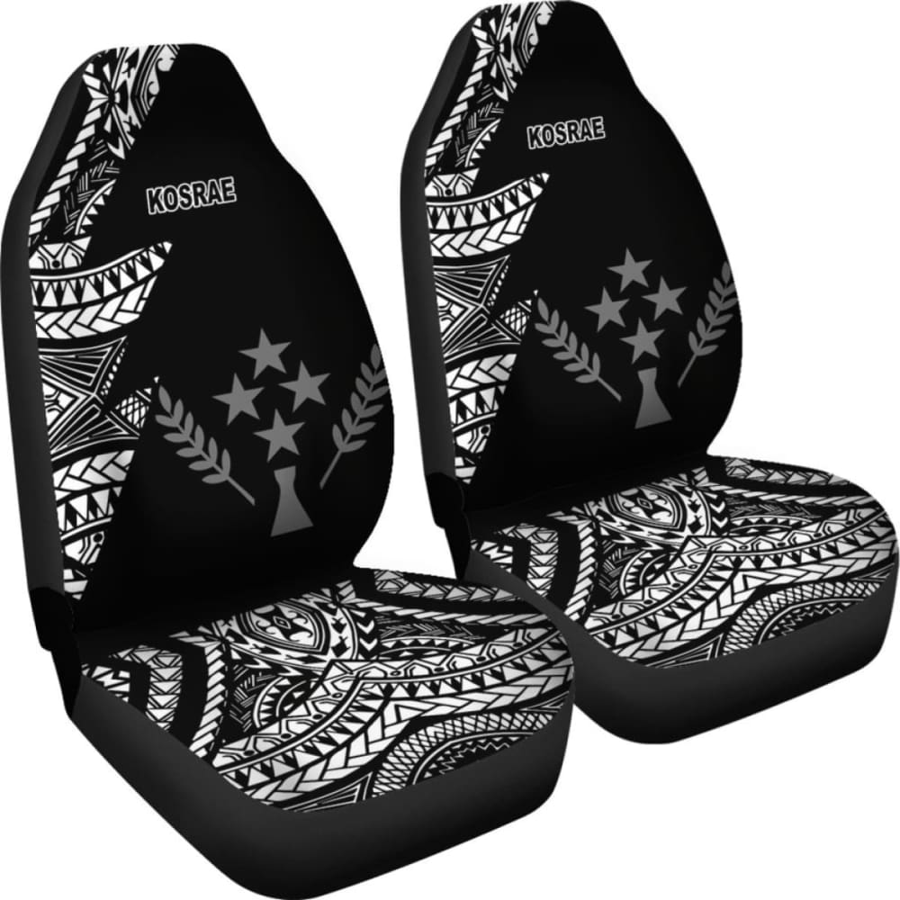 Kosrae Car Seat Covers - Micronesian Pattern Flash Black - 105905 - YourCarButBetter