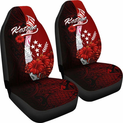 Kosrae Micronesia Car Seat Covers - Coat Of Arm With Hibiscus - 232125 - YourCarButBetter