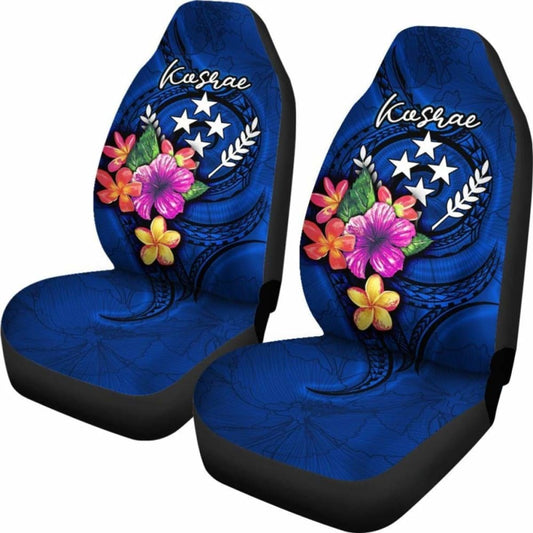 Kosrae Micronesia Car Seat Covers - Floral With Seal Blue - 12 153908 - YourCarButBetter
