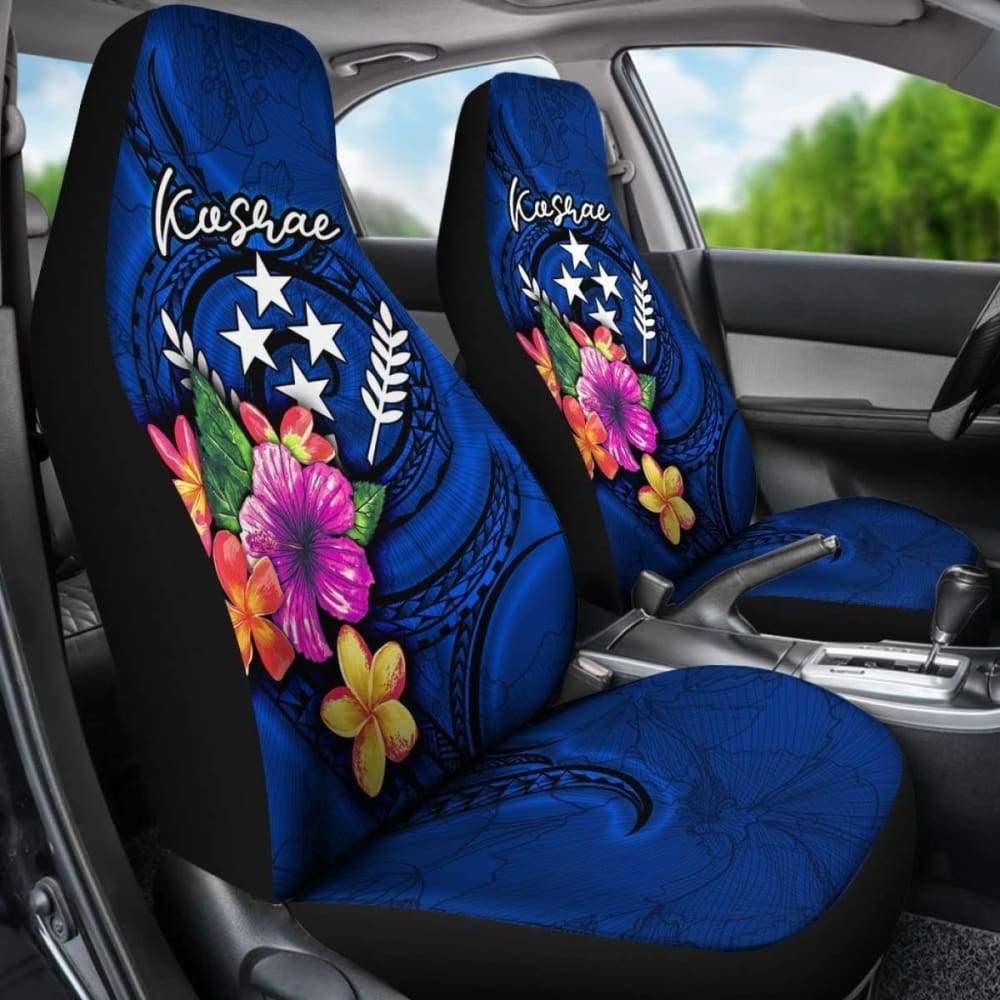 Kosrae Micronesia Car Seat Covers - Floral With Seal Blue - 12 153908 - YourCarButBetter