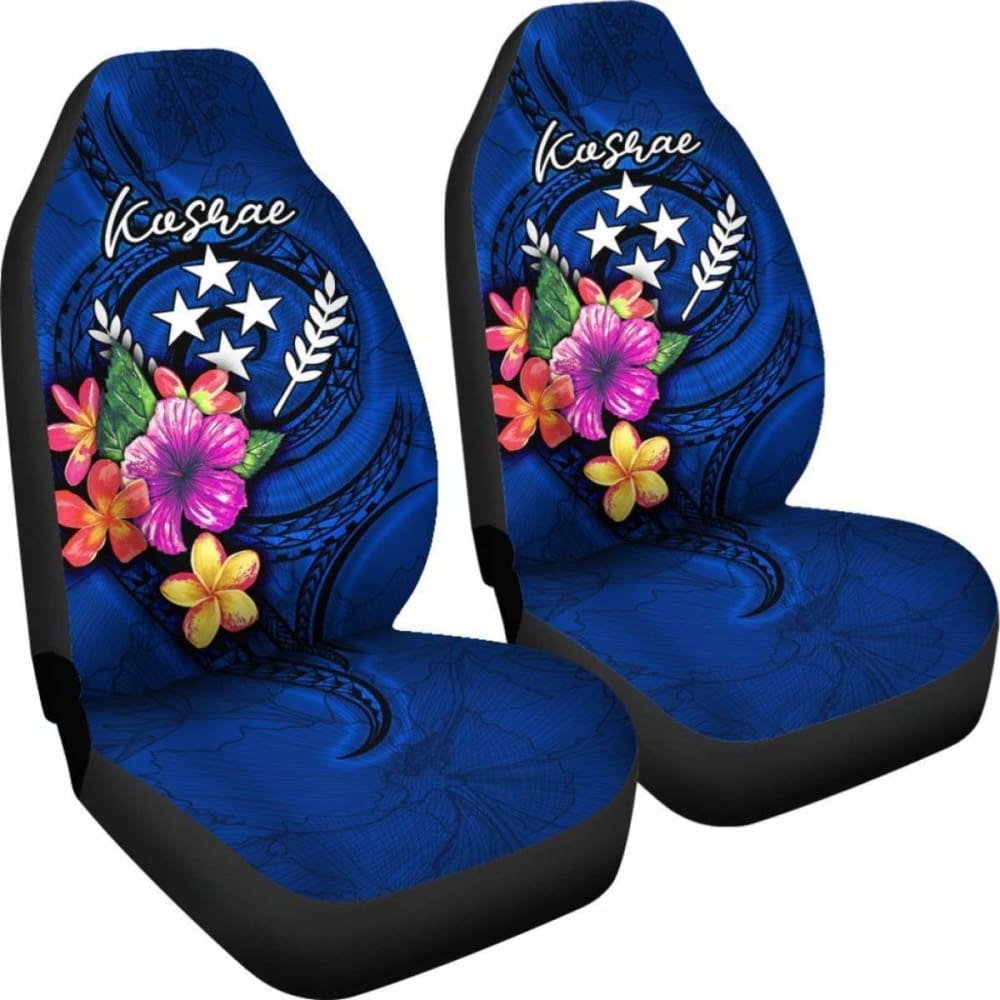 Kosrae Micronesia Car Seat Covers - Floral With Seal Blue - 12 153908 - YourCarButBetter