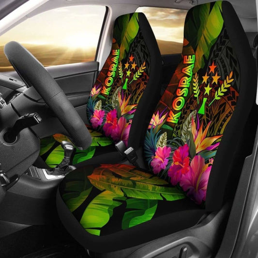 Kosrae Polynesian Car Seat Covers - Hibiscus And Banana Leaves - 232125 - YourCarButBetter