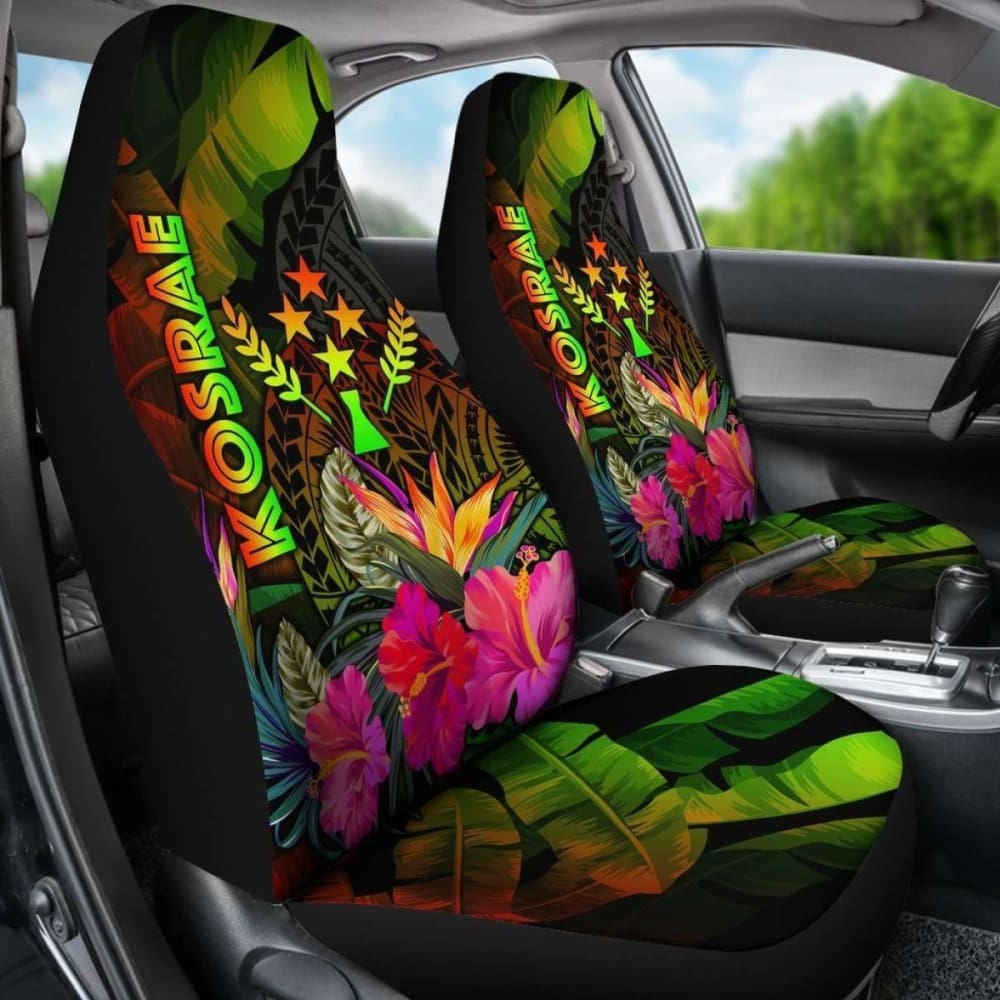 Kosrae Polynesian Car Seat Covers - Hibiscus And Banana Leaves - 232125 - YourCarButBetter