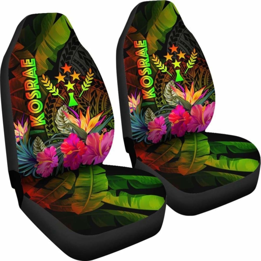 Kosrae Polynesian Car Seat Covers - Hibiscus And Banana Leaves - 232125 - YourCarButBetter