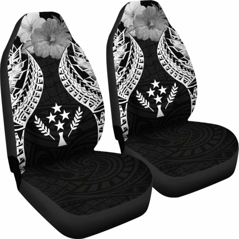 Kosrae Polynesian Car Seat Covers Pride Seal And Hibiscus Black - 232125 - YourCarButBetter