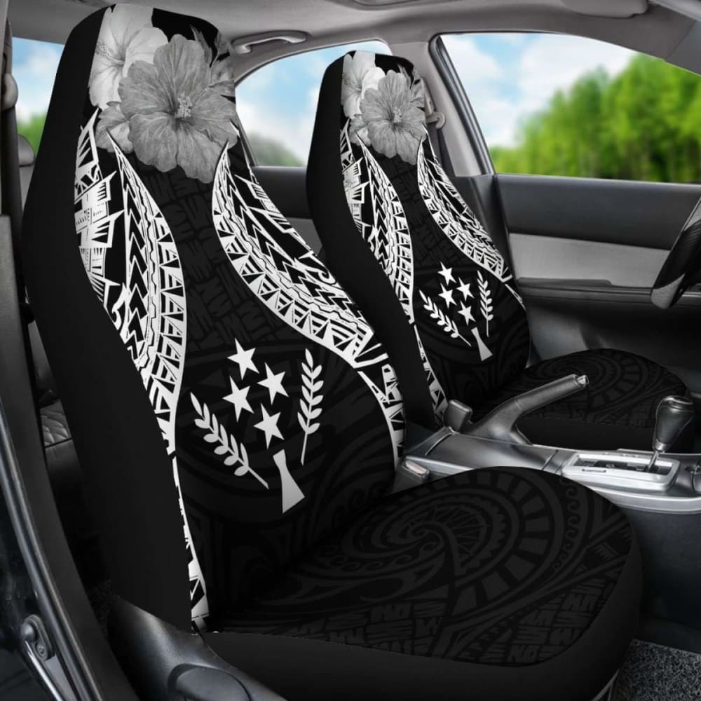 Kosrae Polynesian Car Seat Covers Pride Seal And Hibiscus Black - 232125 - YourCarButBetter