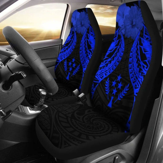 Kosrae Polynesian Car Seat Covers Pride Seal And Hibiscus Blue - 232125 - YourCarButBetter