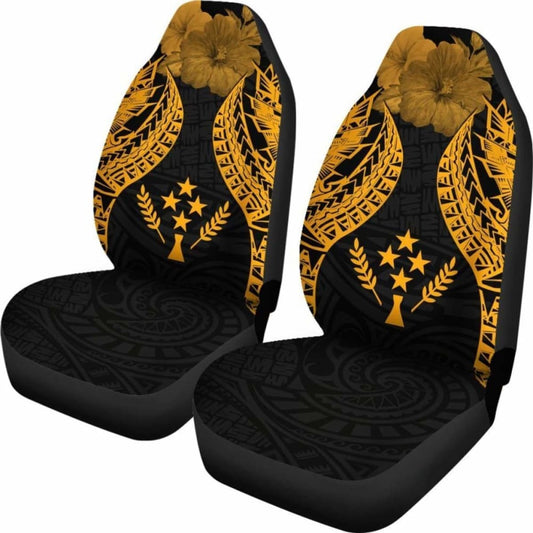 Kosrae Polynesian Car Seat Covers Pride Seal And Hibiscus Gold - 232125 - YourCarButBetter