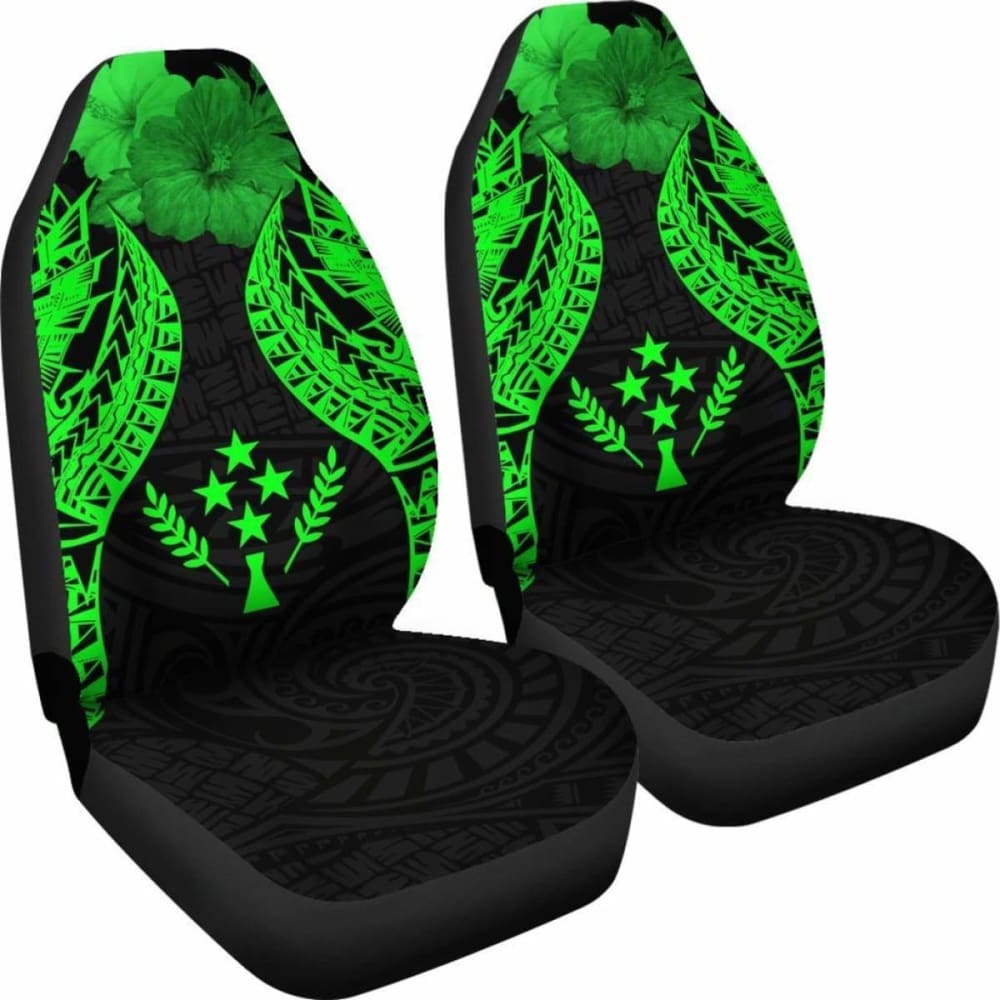 Kosrae Polynesian Car Seat Covers Pride Seal And Hibiscus Green - 232125 - YourCarButBetter