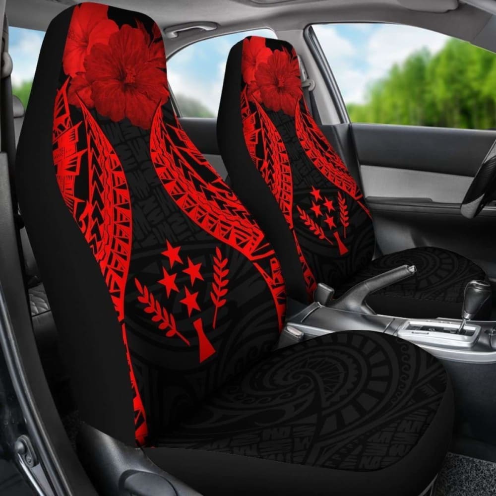 Kosrae Polynesian Car Seat Covers Pride Seal And Hibiscus Red - 232125 - YourCarButBetter
