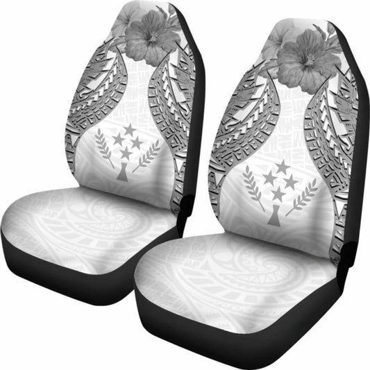 Kosrae Polynesian Car Seat Covers Pride Seal And Hibiscus White - 232125 - YourCarButBetter