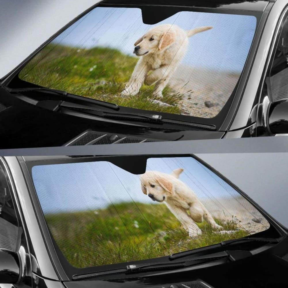 Labrador Retriever Puppy Dog Hd 4K Car Sun Shade 172609 - YourCarButBetter
