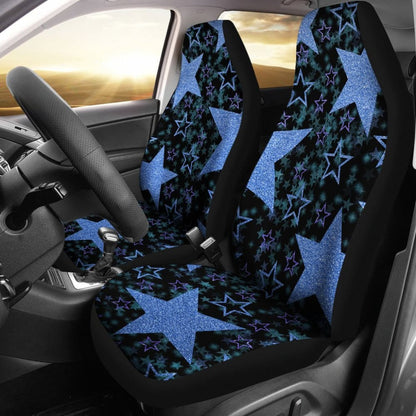 Large Blue Stars On Black Car Seat Covers 101819 - YourCarButBetter