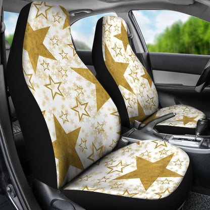 Large Gold Stars On White Car Seat Covers 101819 - YourCarButBetter