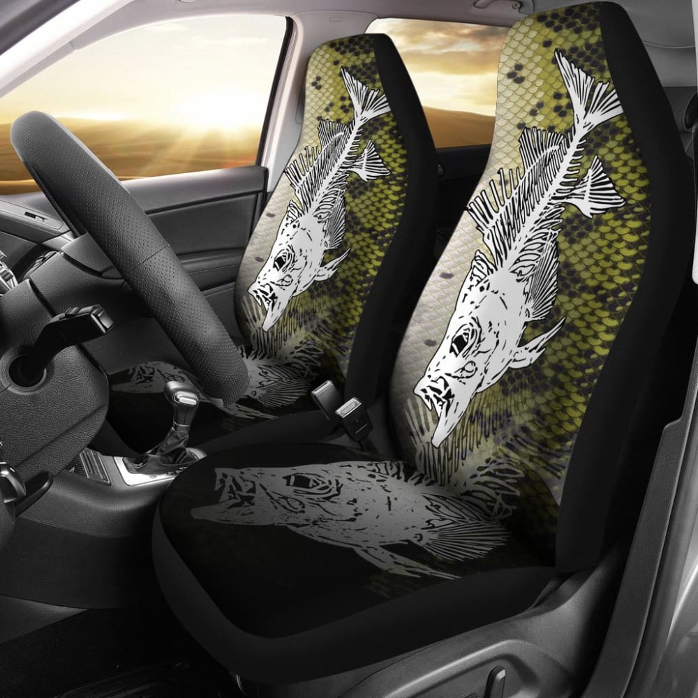 Largemouth Bass Bones And Skin Pattern Fishing Car Seat Covers 182417 - YourCarButBetter