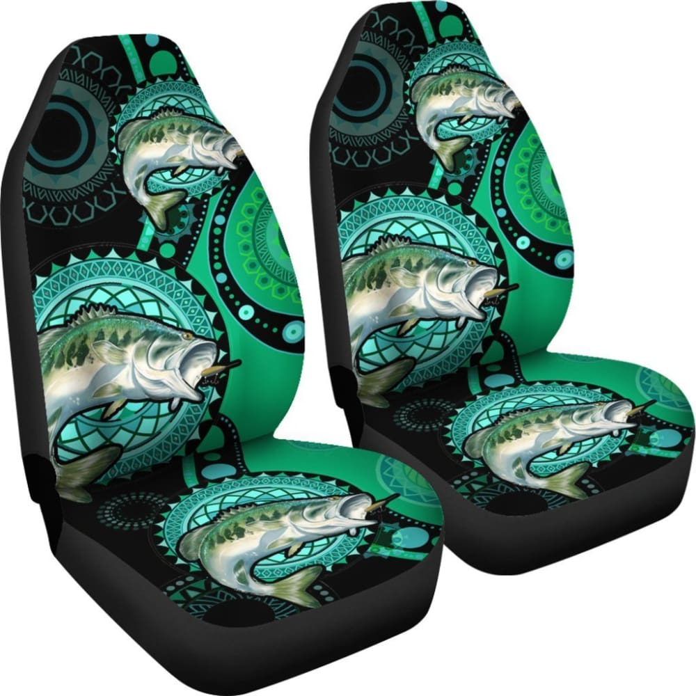 Largemouth Bass Ethnic Pattern Fishing Car Seat Covers 182417 - YourCarButBetter