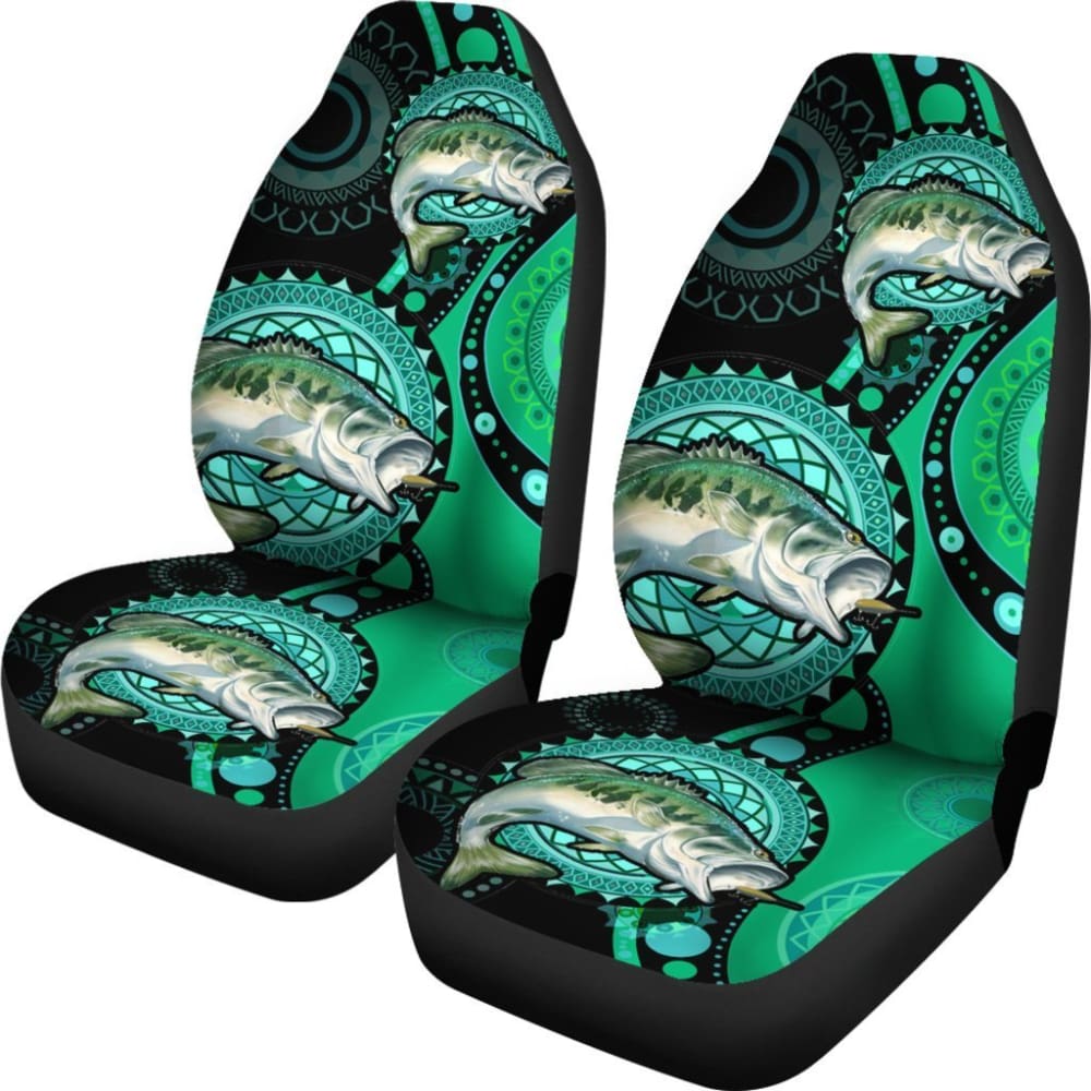 Largemouth Bass Ethnic Pattern Fishing Car Seat Covers 182417 - YourCarButBetter