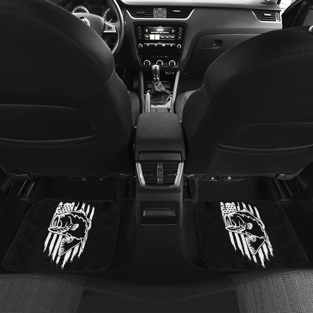 Largemouth Bass Fishing American Flag Car Floor Mats 210906 - YourCarButBetter