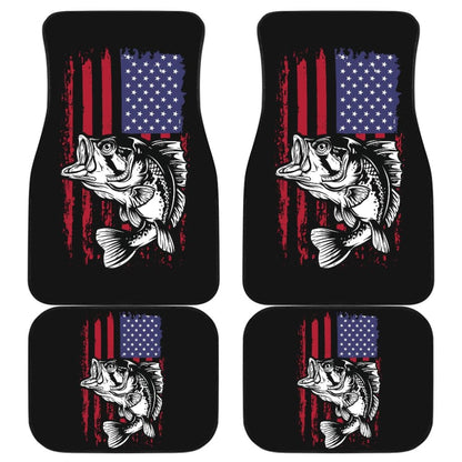Largemouth Bass Fishing American Flag Star Stripes Car Floor Mats 211604 - YourCarButBetter