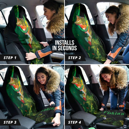 Largemouth Bass Fishing Hook Car Seat Covers 211101 - YourCarButBetter