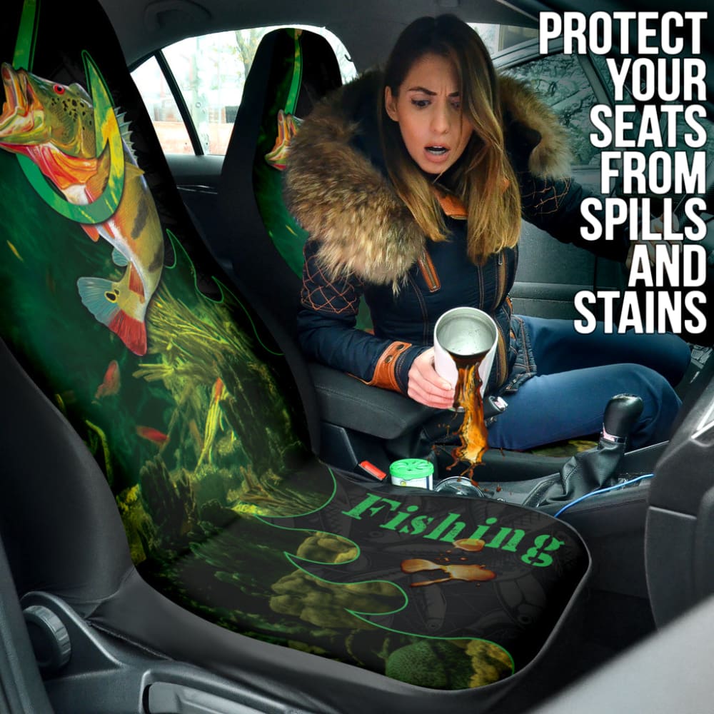 Largemouth Bass Fishing Hook Car Seat Covers 211101 - YourCarButBetter