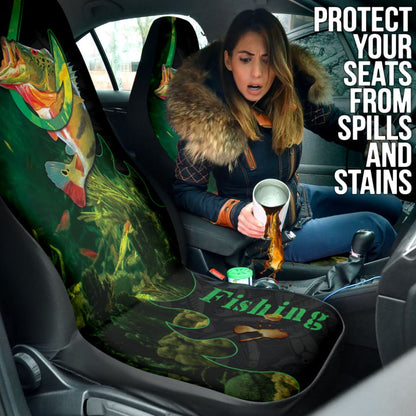 Largemouth Bass Fishing Hook Car Seat Covers 211101 - YourCarButBetter