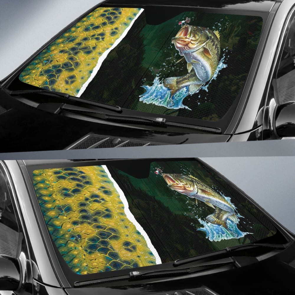 Largemouth Bass Fishing Jumping Car Auto Sun Shades 211101 - YourCarButBetter