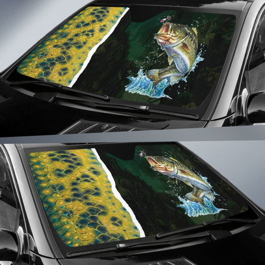 Largemouth Bass Fishing Jumping Car Auto Sun Shades 211101 - YourCarButBetter