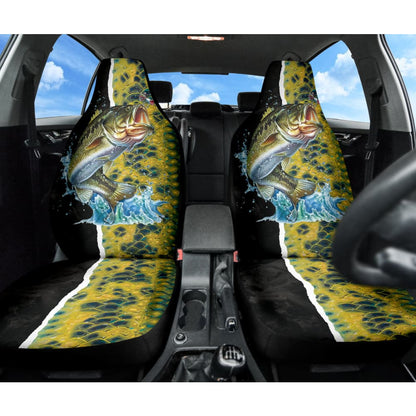Largemouth Bass Fishing Jumping Car Seat Covers 211101 - YourCarButBetter